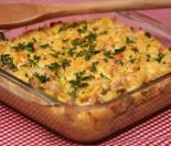 Chicken and bacon shell pasta bake