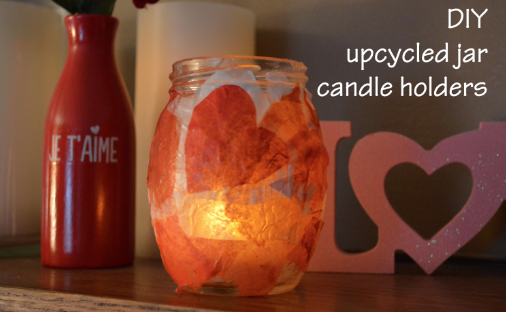 Jar candle holder with scrapbook paper candlelight
