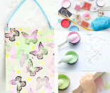 Paint art project for kids – Scrape and stamp banners