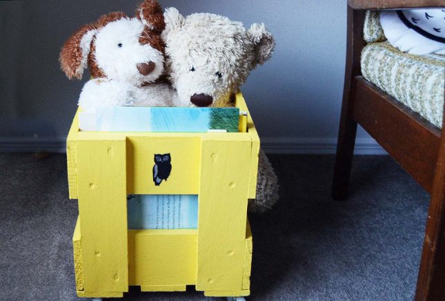 upcycled beer crate toy box