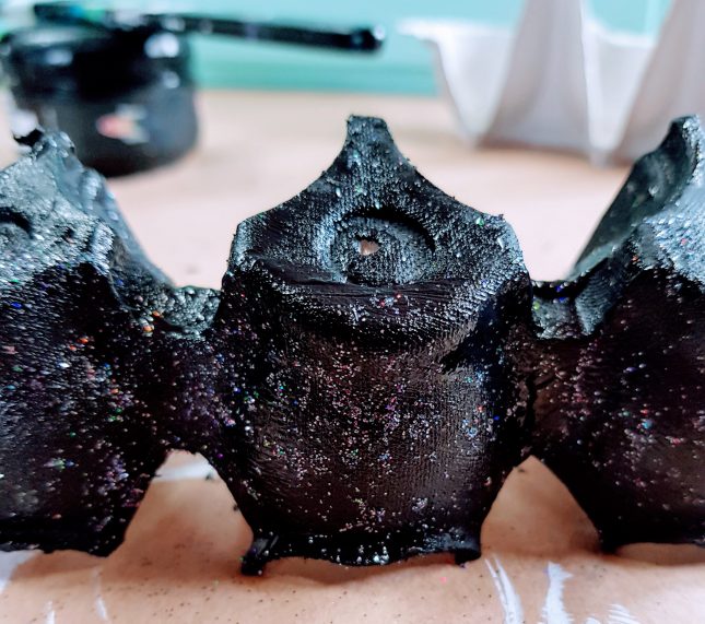 egg carton paint and glitter bat recycled