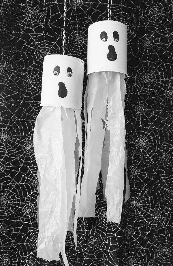 Halloween craft upcycled tin ghosts and egg carton bat Kiwi Families