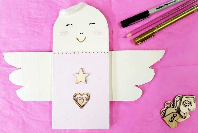 DIY wooden christmas angel pink star