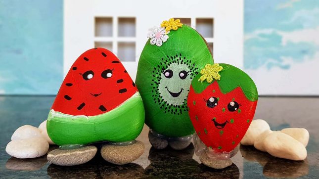 How to make Painted stones - Fruit characters