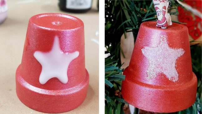 IY Clay Pot Christmas Craft Resene Glitter star