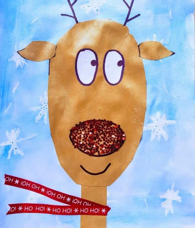 Directed Drawing - Little Bling Reindeer Collage finished