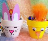 Easter Bunny and Chick Terracotta Pots