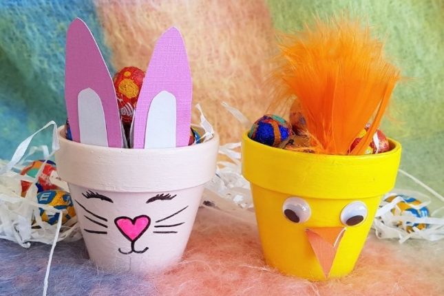 Easter Bunny and Chick Terracotta Pots