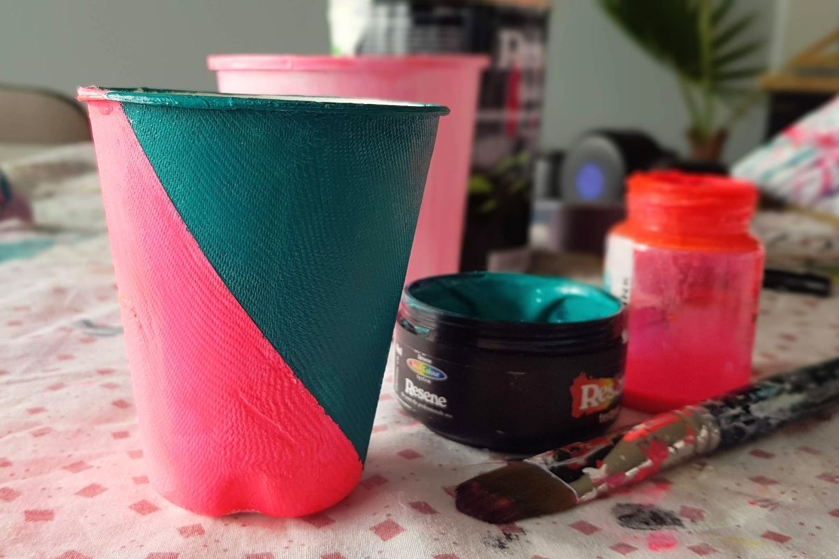 Recycled Cup and Ball Game - Kiwi Families A Pink Paint Mixture Uses 4 Cups Of White Paint