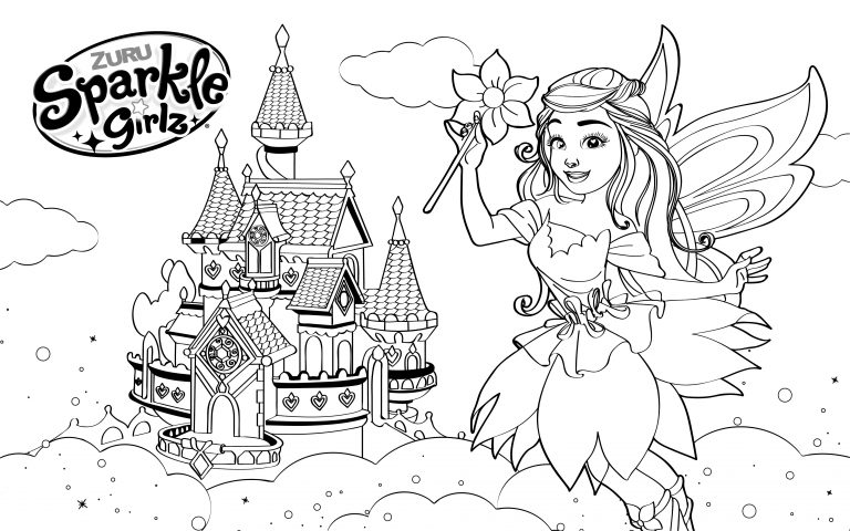 Sparkle Girlz Fairy Princess Colouring In Page Colouring-page-sparkle-girlz-04