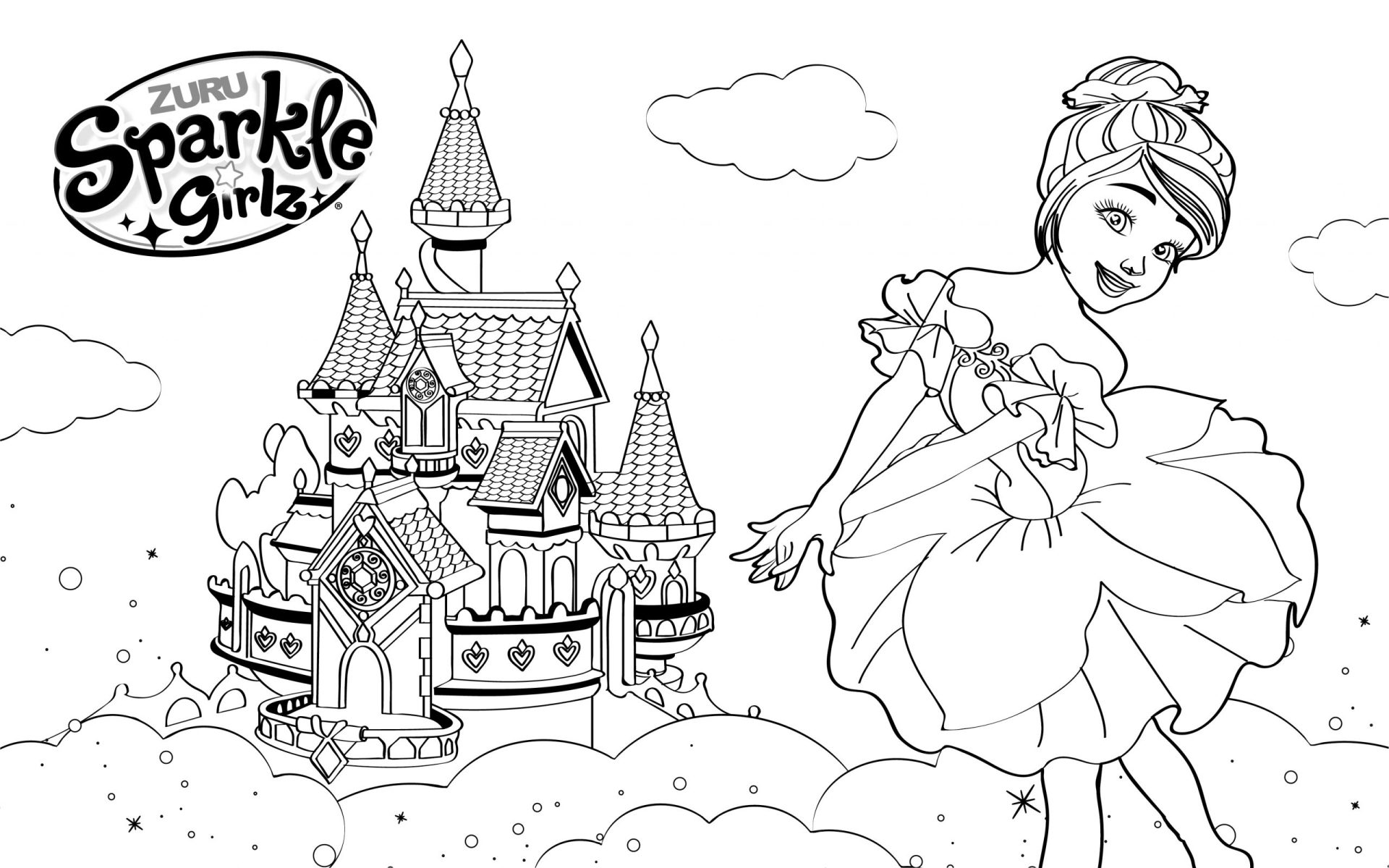 Sparkle Girlz Princess Castle - Colouring in page