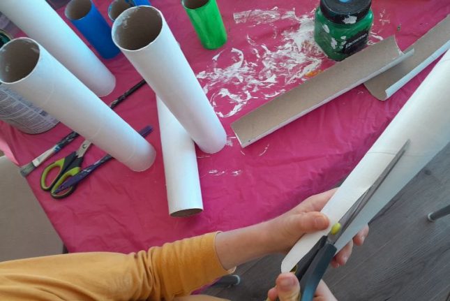 Cardboard Roll Marble Run - cut out ramps